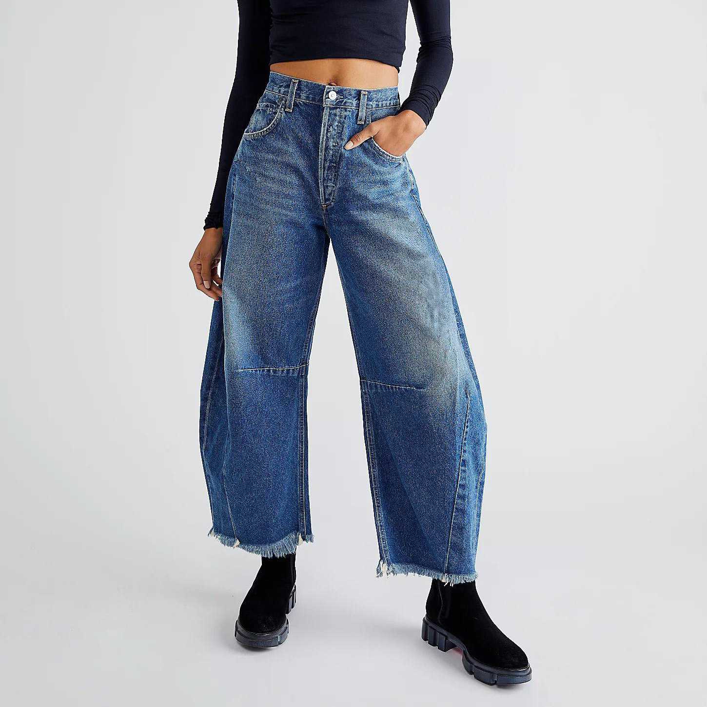 Jeans a Gamba Larga | Vita Alta | Stile Casual e Streetwear