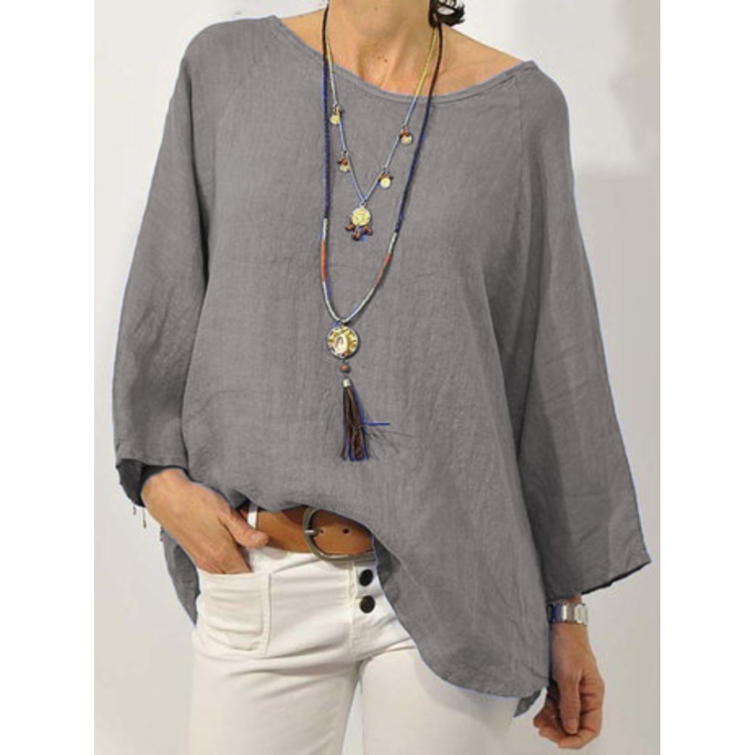 Blusa in Lino Oversize | Stile Naturale e Versatile | Perfetta per un Look Casual-Chic