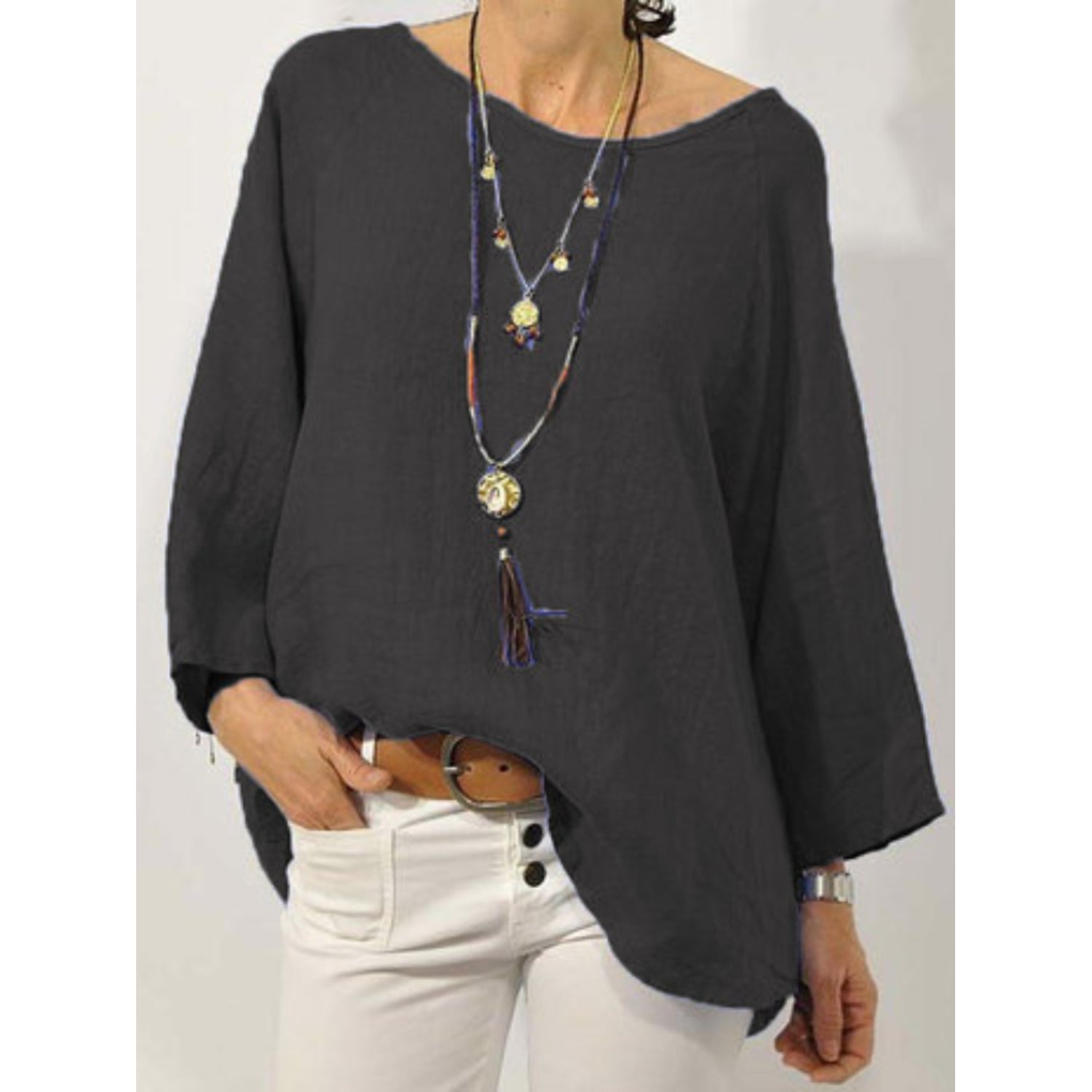 Blusa in Lino Oversize | Stile Naturale e Versatile | Perfetta per un Look Casual-Chic
