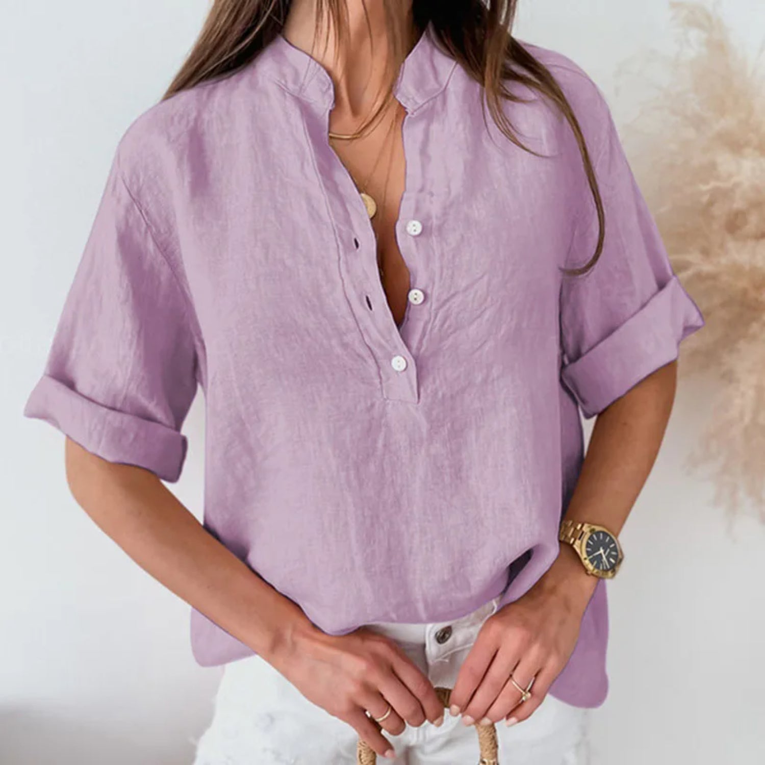 Blusa in Lino Casual | Freschezza e Versatilità | Perfetta per un Look Elegante e Rilassato