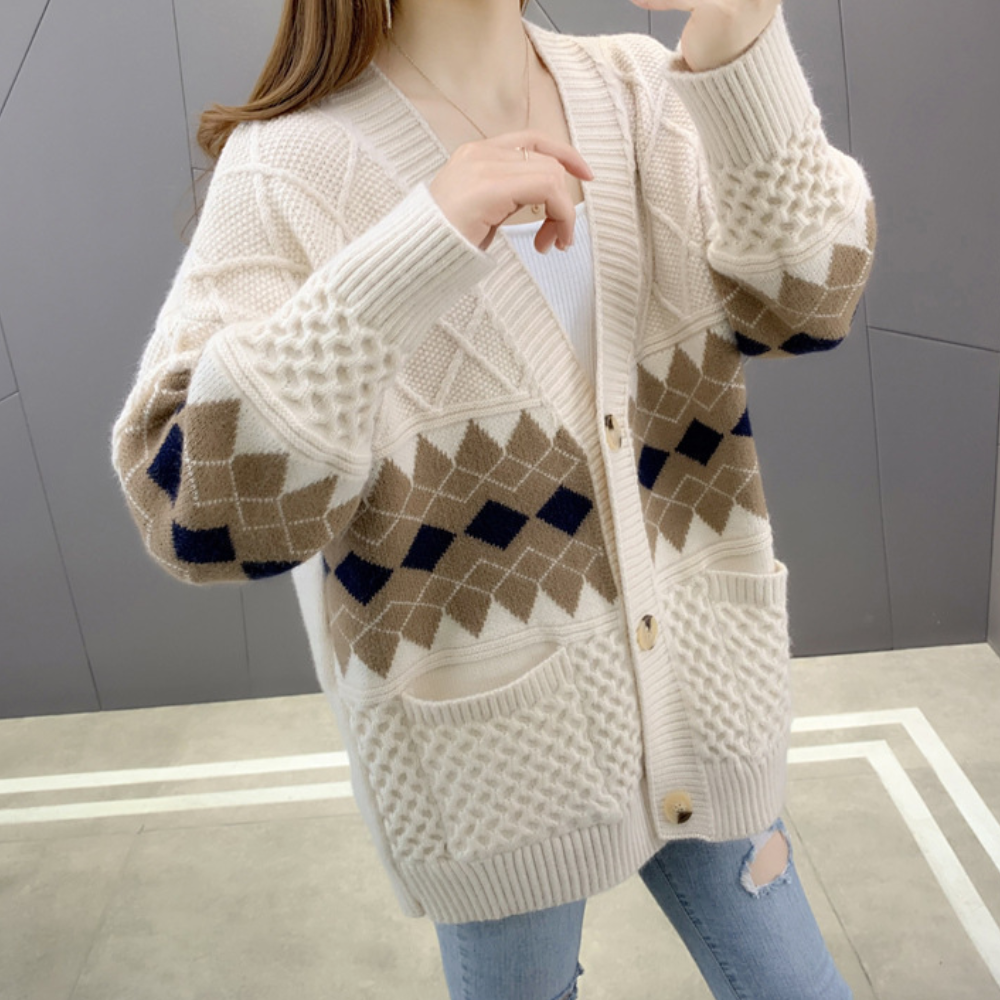 Cardigan Oversize | Motivo a Rombi | Caldo & Vintage