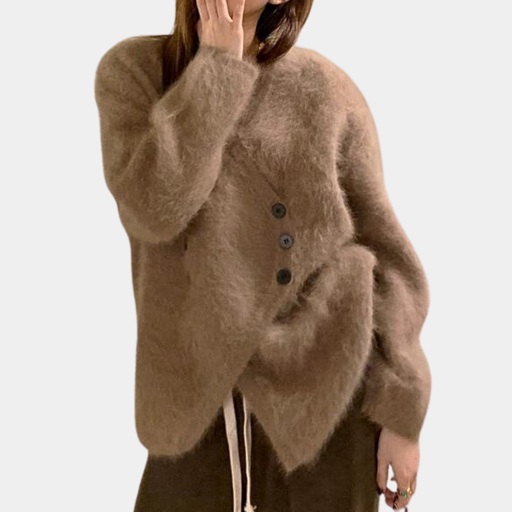 Cardigan in Maglia Pelosa | Scollo a V | Morbido e Chic