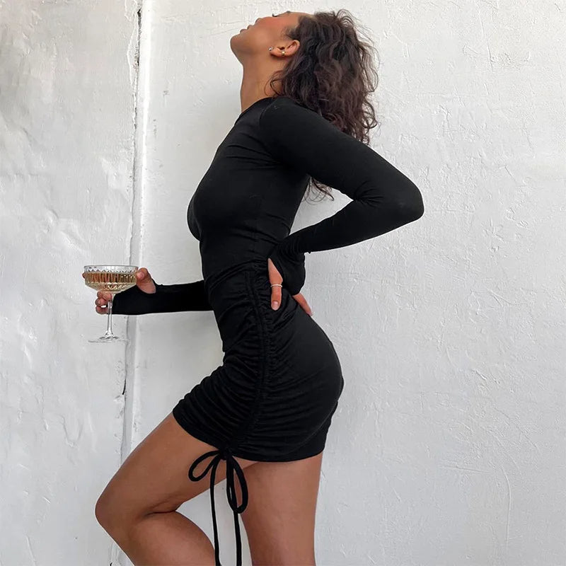 Mini Abito Bodycon | Poliestere-Spandex | Coulisse Laterale Arricciata