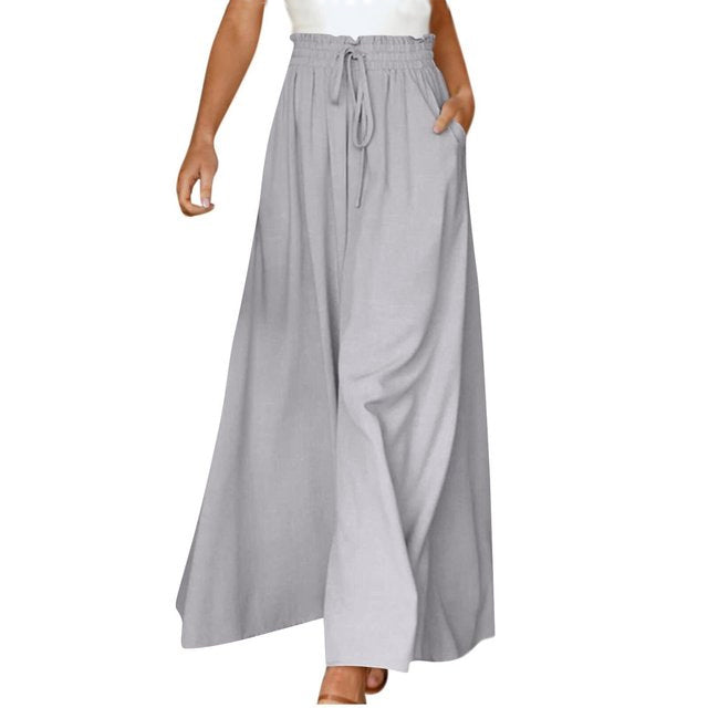 Pantaloni palazzo in cotone e lino