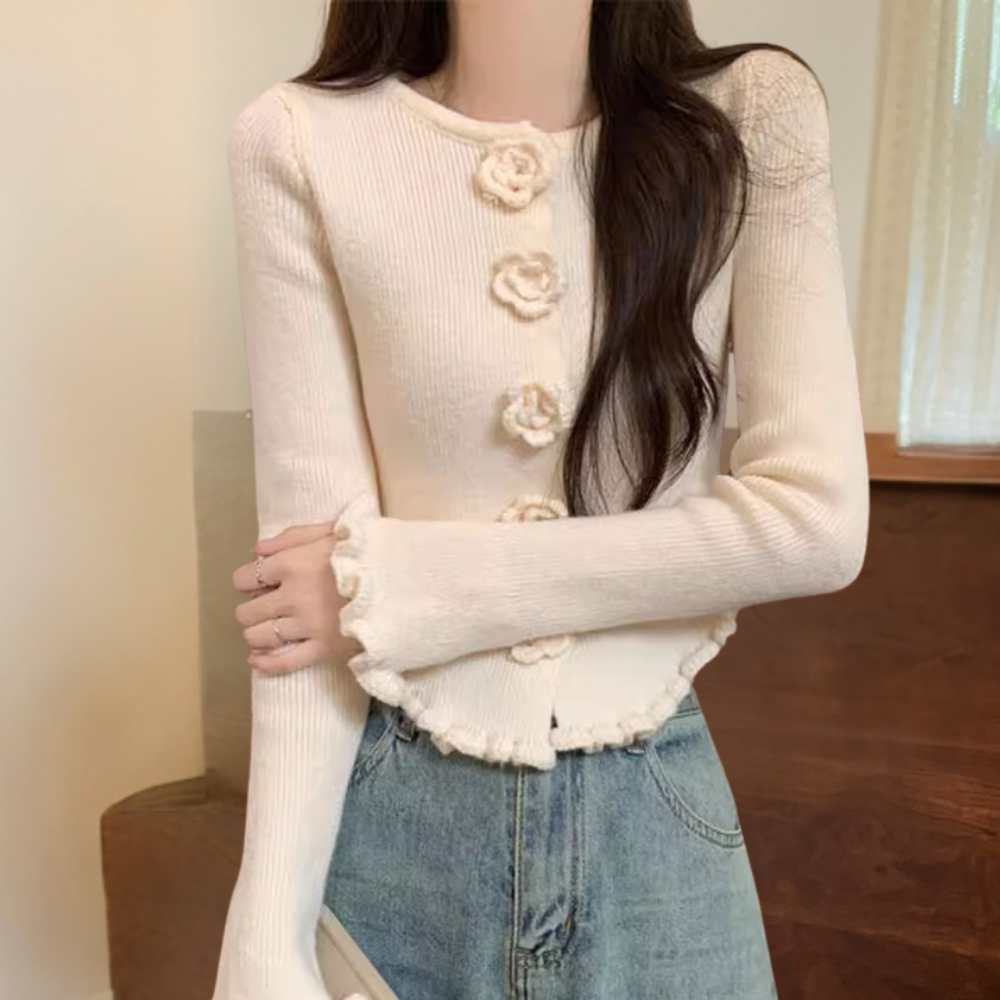 Cardigan con Dettagli Floreali | Morbido e Romantico