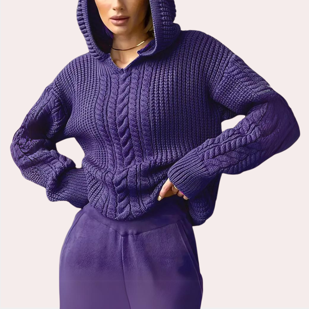 Felpa in Maglia a Trecce con Cappuccio | Calda | Comoda e Versatile
