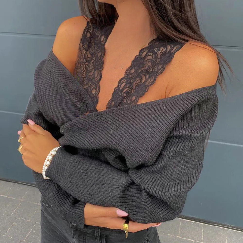 Maglione con Scollo a V | Lavorato a Maglia | Elegante e Sensuale