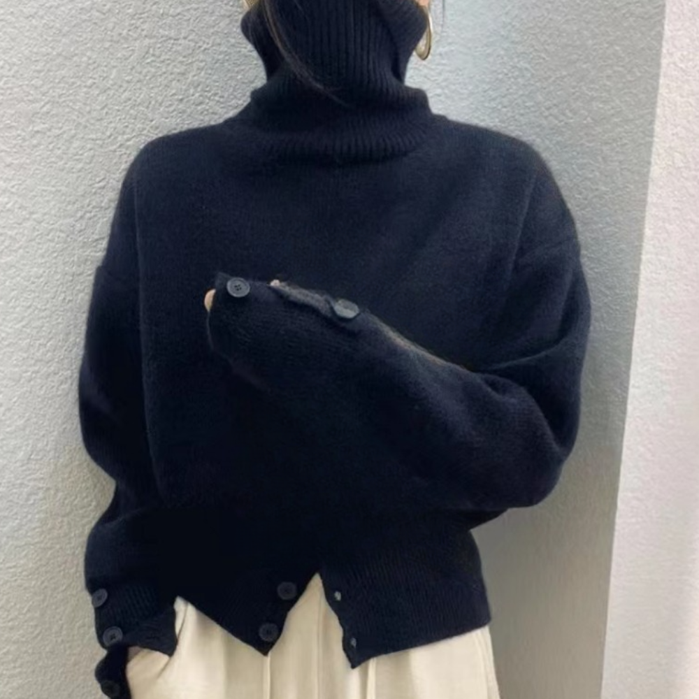 Maglione a Collo Alto con Orlo Asimmetrico | Morbido e Trendy | Perfetto per l’Inverno