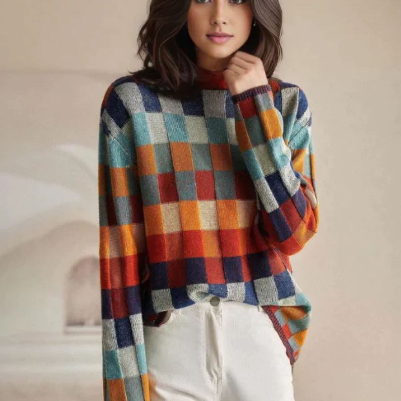 Maglione a Quadri Oversize