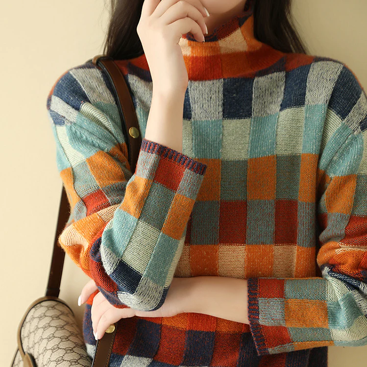 Maglione Multicolore a Quadri