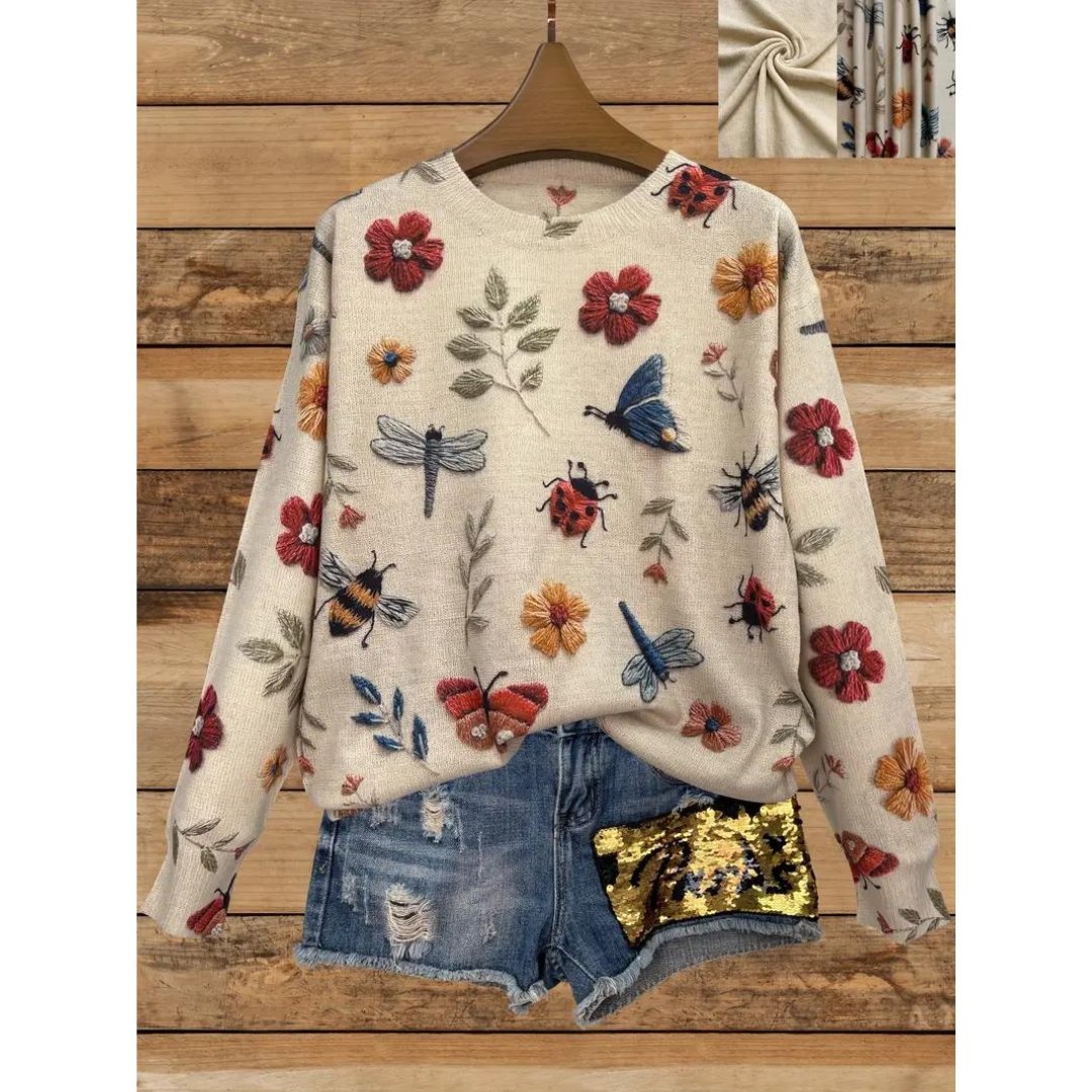 Maglione Ricamato a Tema Naturale