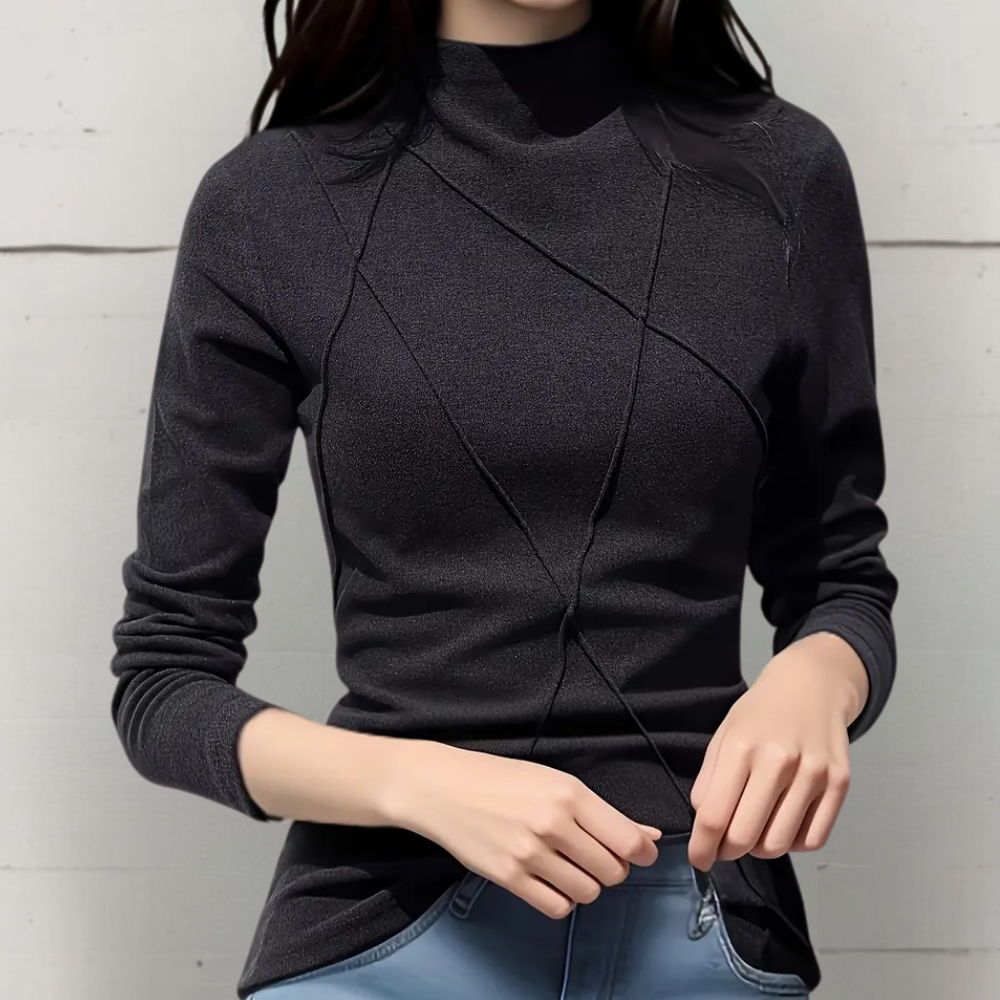 Maglione a Collo Alto | Design Geometrico | Elegante e Versatile