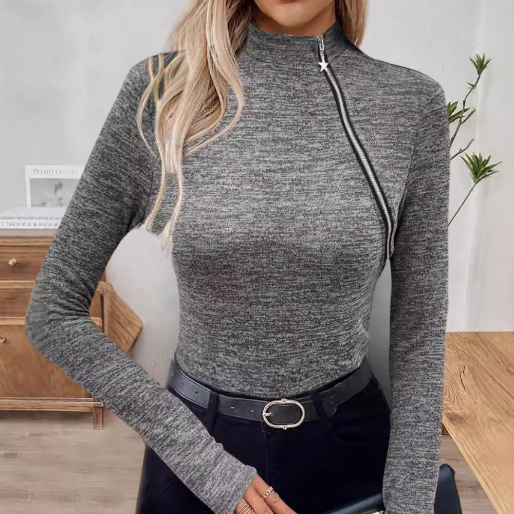 Maglia a Collo Alto con Zip | Elegante e Attillata | Perfetta per Ogni Occasione
