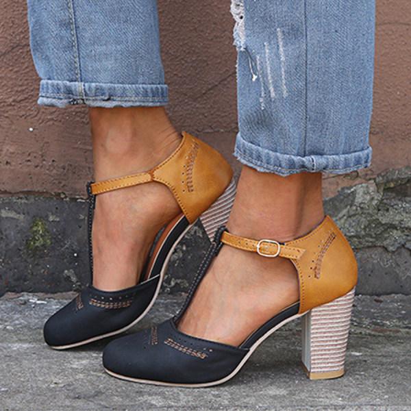 Décolleté Retrò con Cinturino a T | Comfort Elegante | Tacco Largo