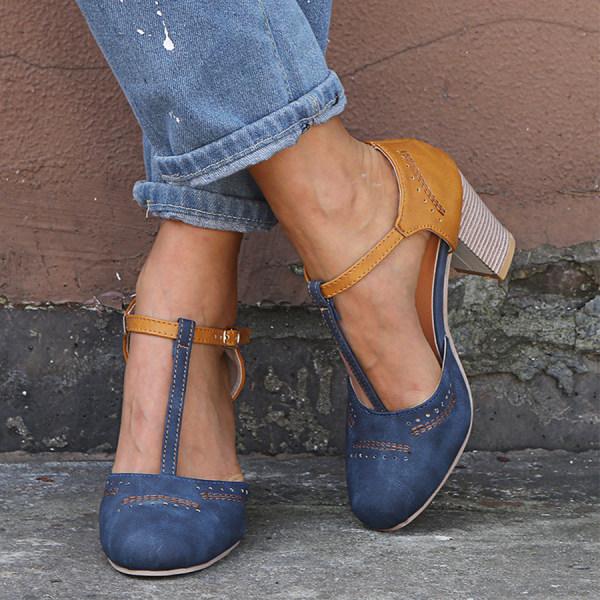 Décolleté Retrò con Cinturino a T | Comfort Elegante | Tacco Largo