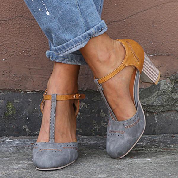 Décolleté Retrò con Cinturino a T | Comfort Elegante | Tacco Largo