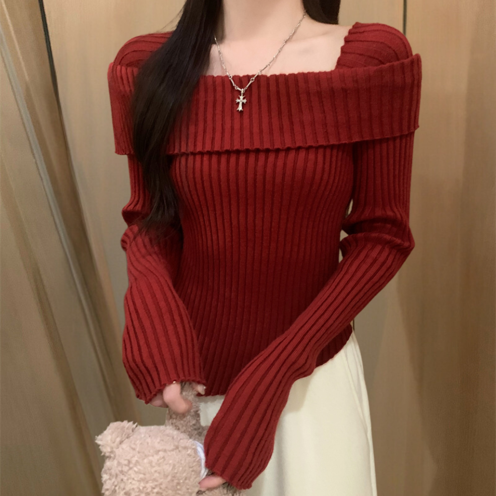 Maglione a Spalle Scoperte | Lavorato a Coste | Elegante e Femminile