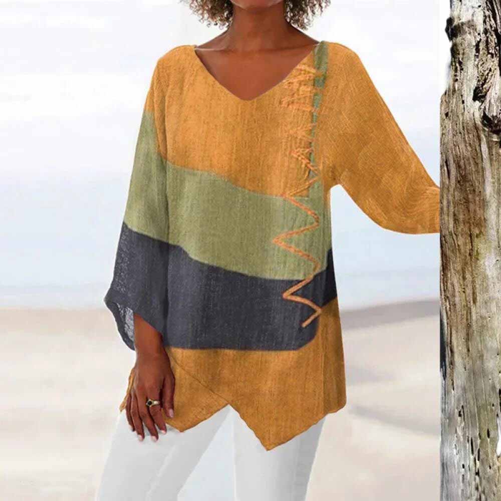 Blusa Asimmetrica Boho | Cotone Leggero | Stile Artistico e Casual