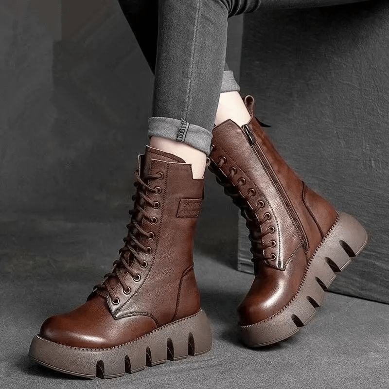 Bottes Montantes à Semelle Épaisse | Style Audacieux | Confort & Stabilité