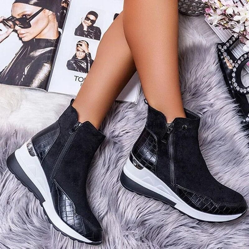 Bottines Sneakers con Zeppa | Similpelle e Camoscio | Eleganti e Comode