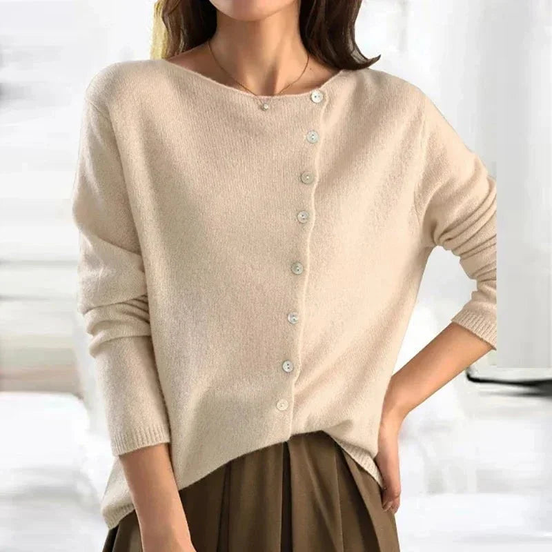 Cardigan Asimmetrico | Maglia Elegante | Bottoni Decorativi