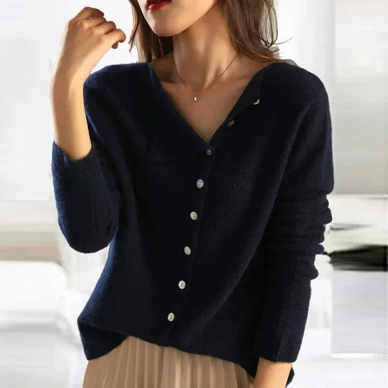 Cardigan Asimmetrico | Maglia Elegante | Bottoni Decorativi