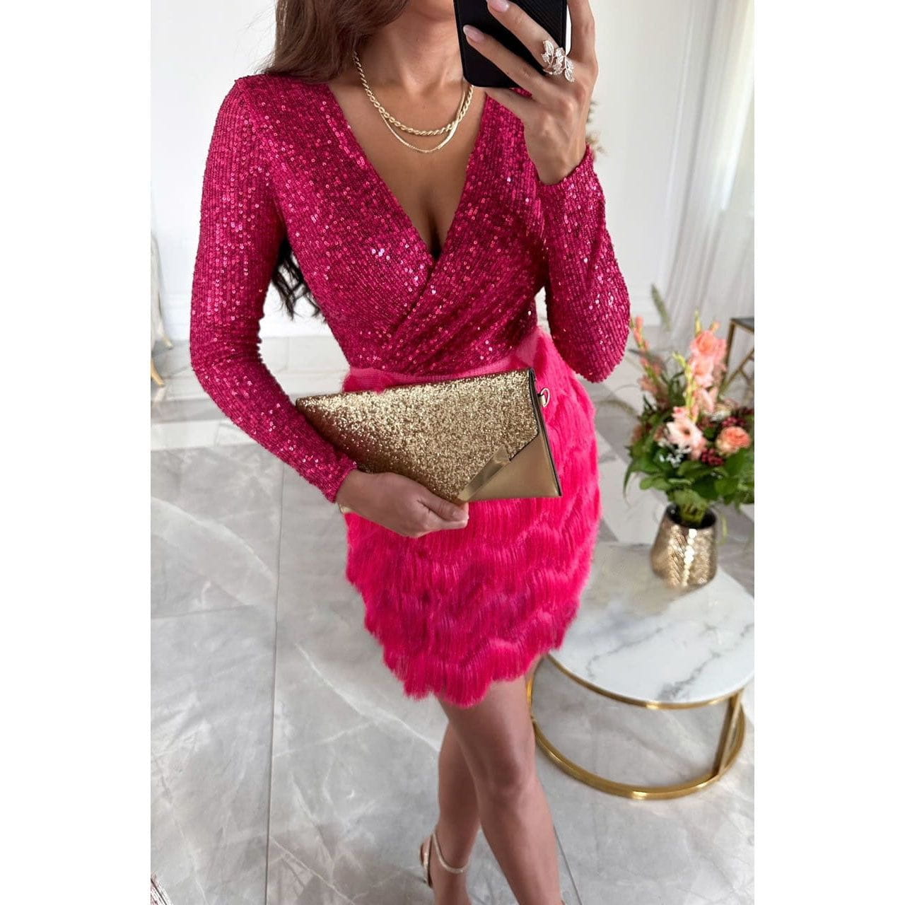 Abito da Sera con Paillettes | Mini Dress Frangiato | Eleganza Glamour