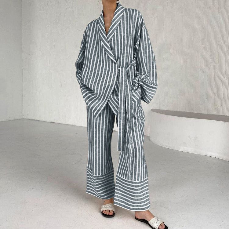 Linen Kimono Set | Lino | Righe Verticali e Comfort Naturale