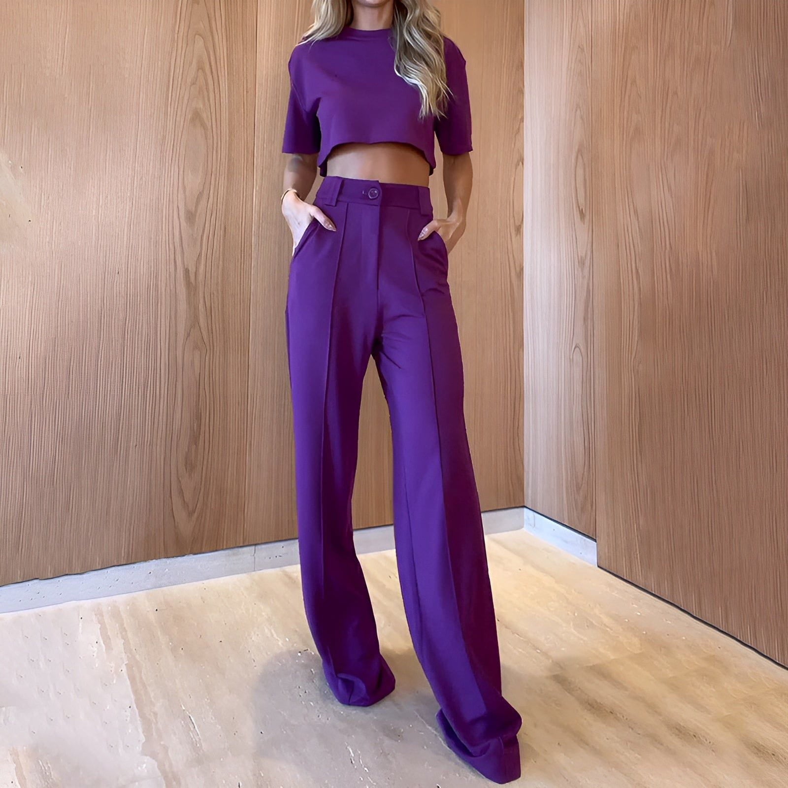 Tailleur Donna | Elegante e Versatile | Completo Due Pezzi Crop Top e Pantaloni