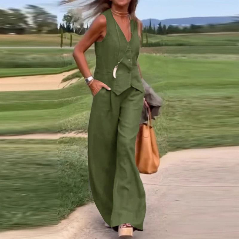 Completo Gilet e Pantaloni in Lino | Elegante e Traspirante | Estivo e Raffinato