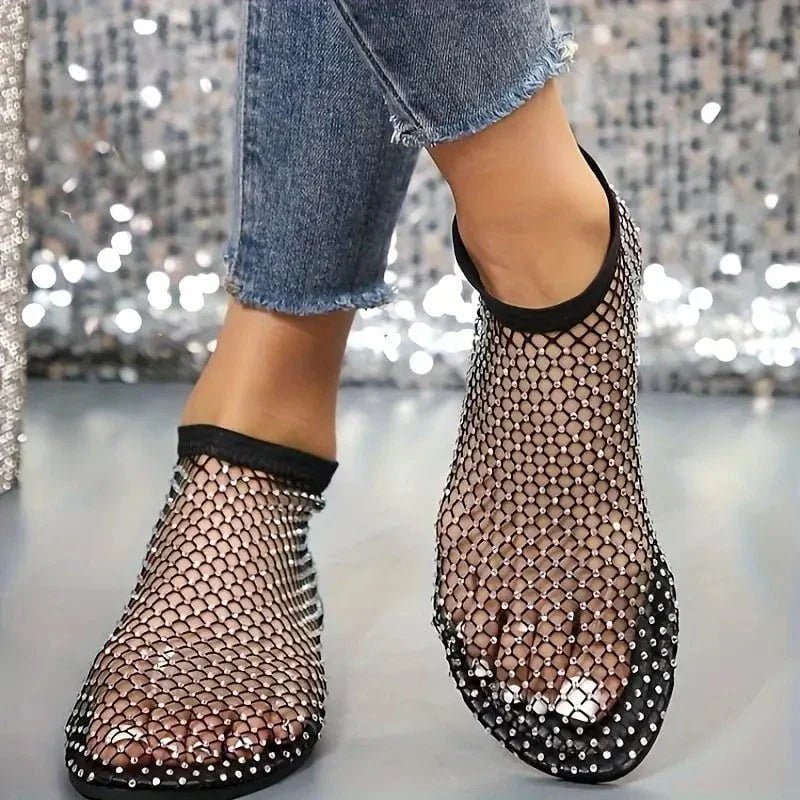 Ballerine Donna in Rete con Strass | Leggere e Brillanti | Look Estivo Glamour