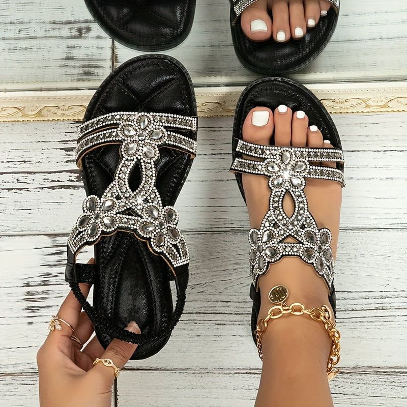 Sandali con Strass | Stile Bohémien Elegante | Comfort Estivo con Fascia Elastica
