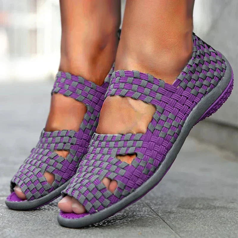 Sandali Donna Elasticizzati | Intreccio Colorato | Comfort e Stile Estivo
