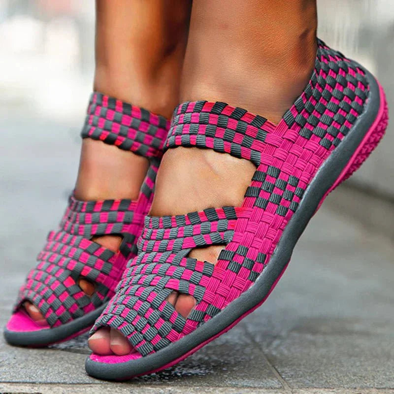 Sandali Donna Elasticizzati | Intreccio Colorato | Comfort e Stile Estivo
