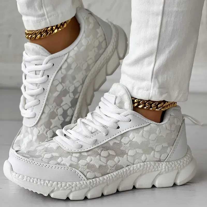 Sneakers Trasparenti Eleganti | Bianco Floreale | Design Fresco e Leggero