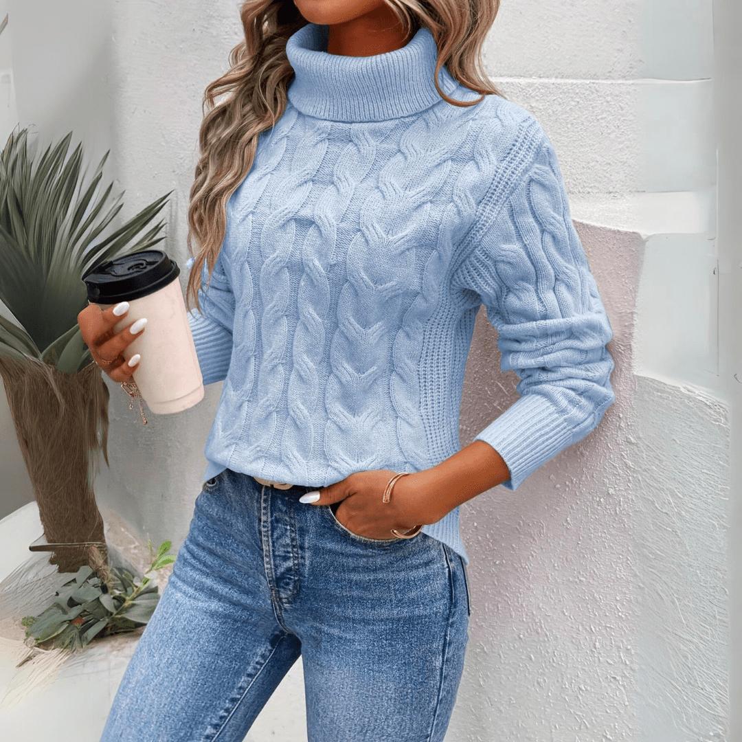 Maglione Collo Alto | Maglia Trecce | Morbido e Caldo