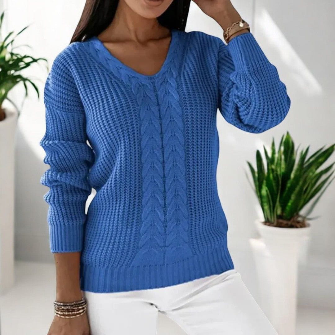 Maglione a Trecce con Scollo a V | Classico e Versatile | Caldo e Confortevole
