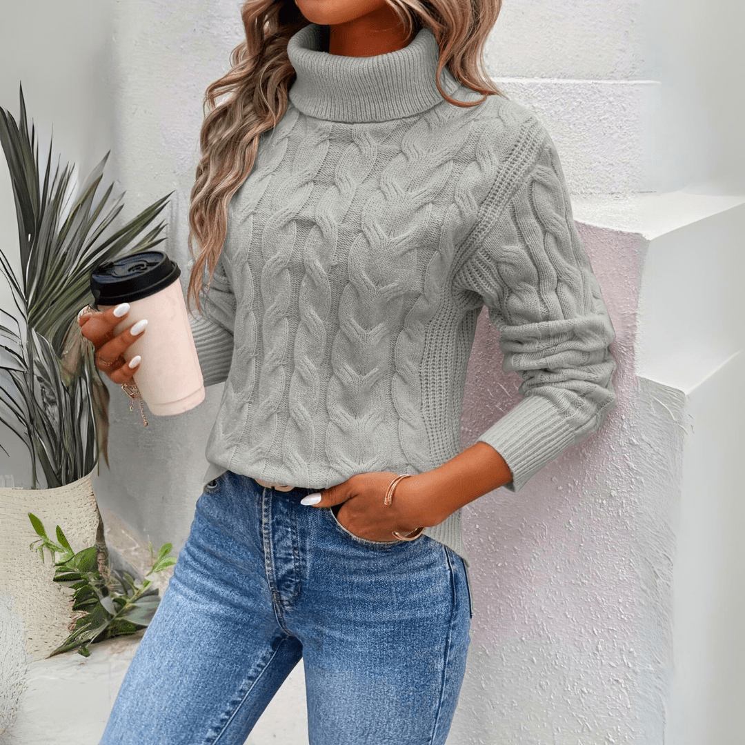 Maglione Collo Alto | Maglia Trecce | Morbido e Caldo
