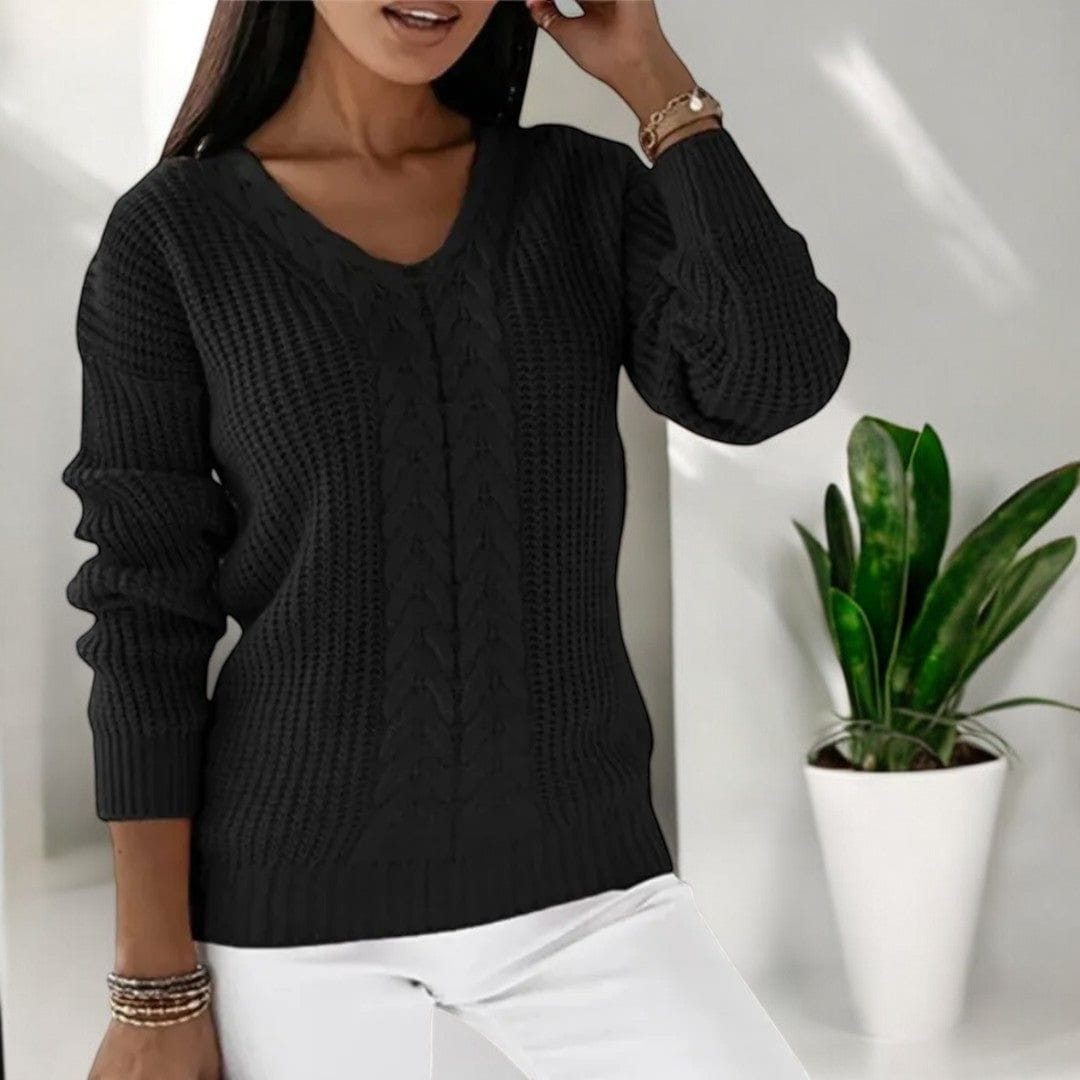 Maglione a Trecce con Scollo a V | Classico e Versatile | Caldo e Confortevole
