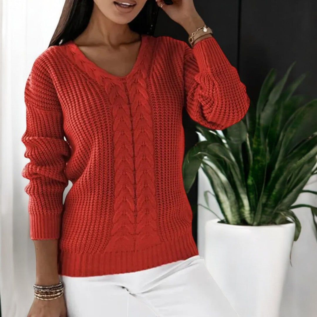 Maglione a Trecce con Scollo a V | Classico e Versatile | Caldo e Confortevole
