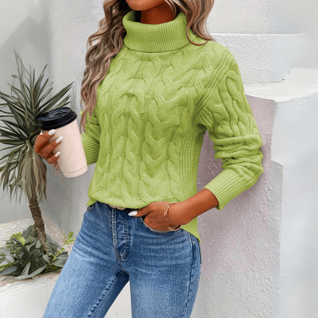 Maglione Collo Alto | Maglia Trecce | Morbido e Caldo