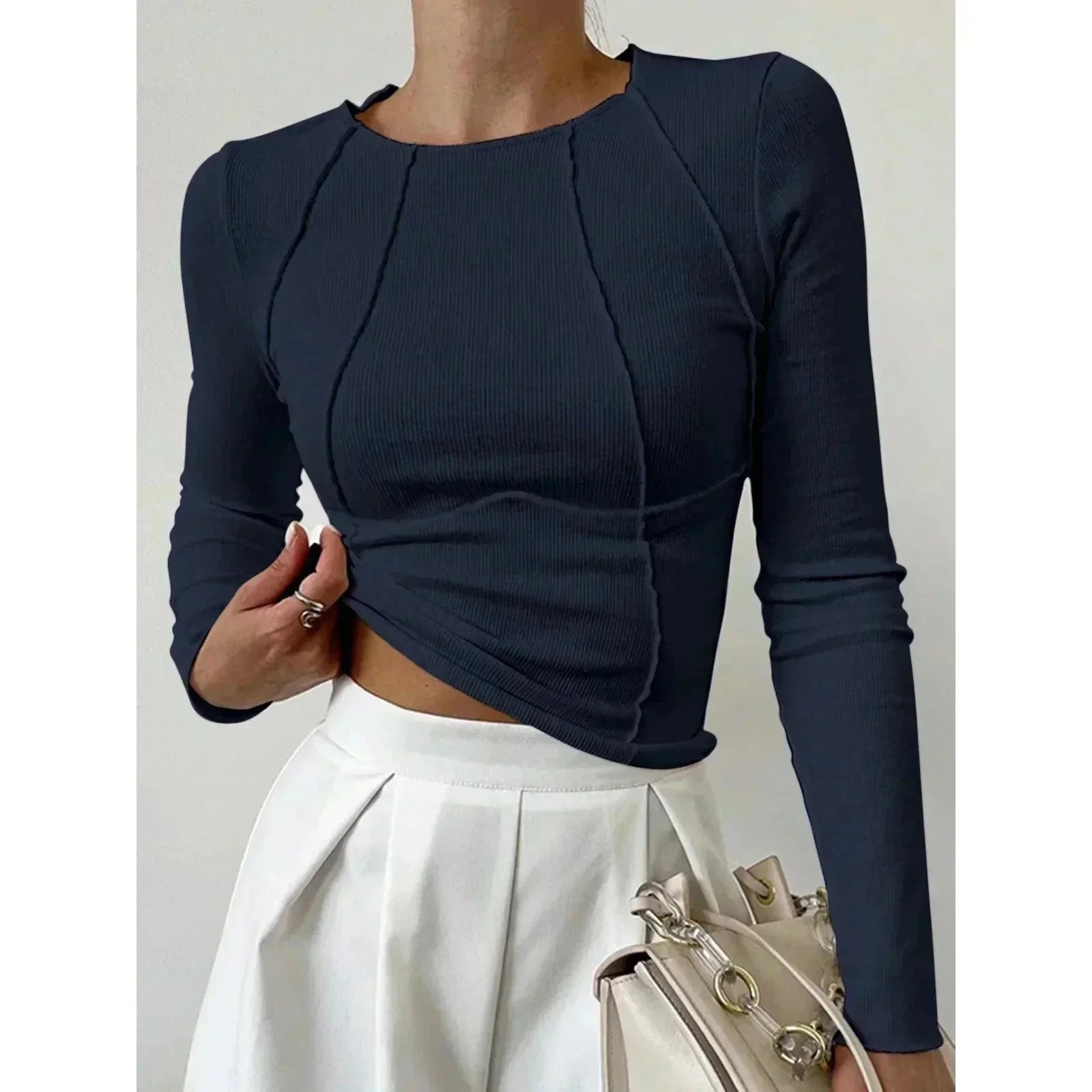 Top Strutturato | Maniche Lunghe | Minimalismo Elegante