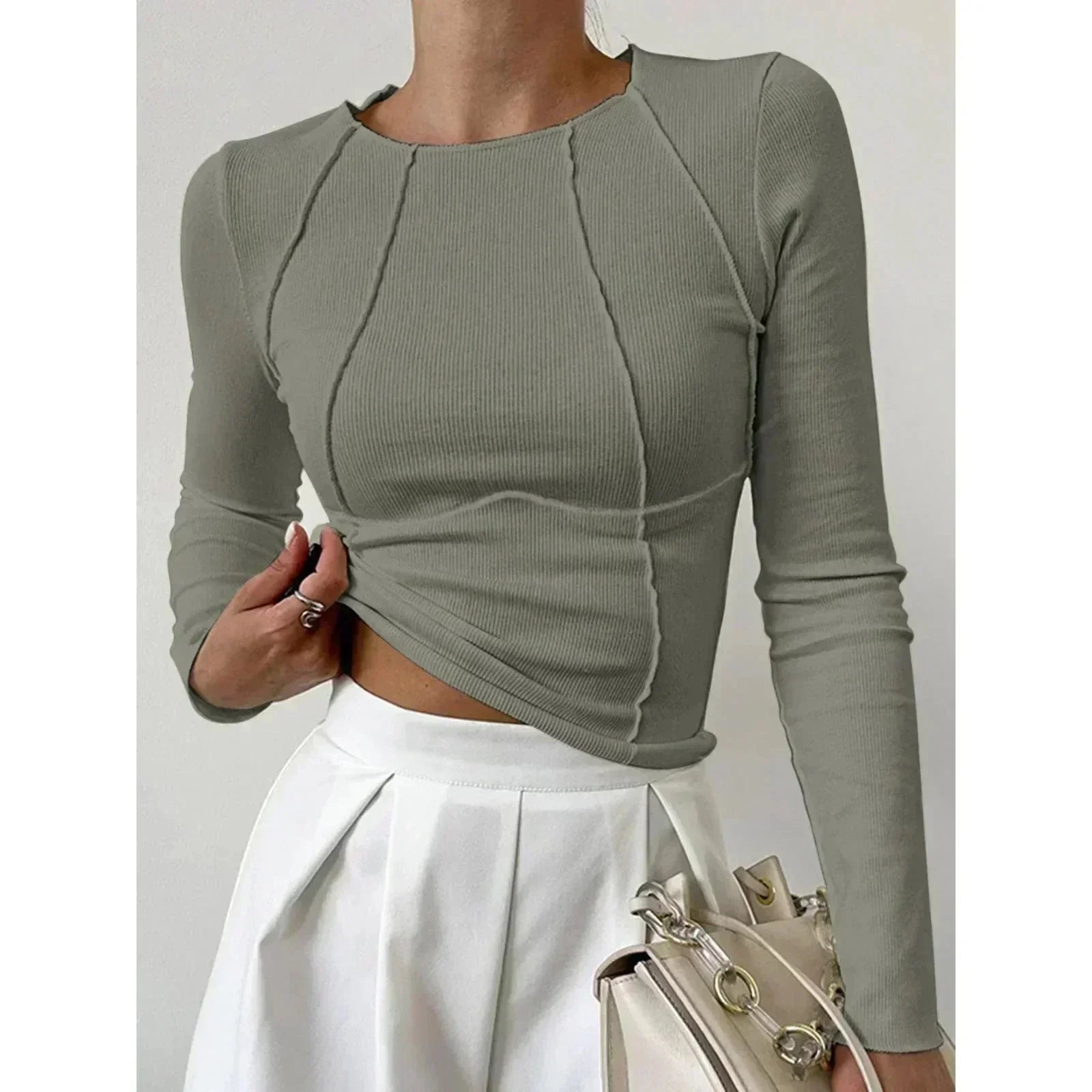 Top Strutturato | Maniche Lunghe | Minimalismo Elegante