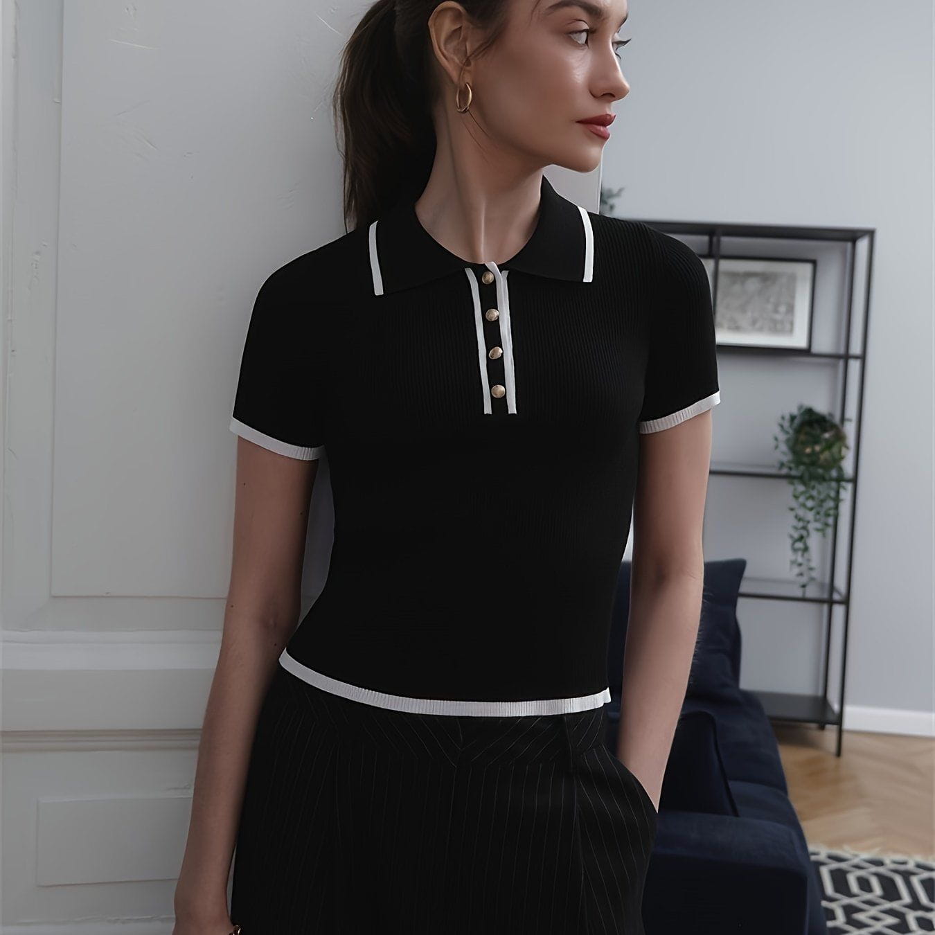 Polo Aderente | Maglia a Coste | Chic e Versatile