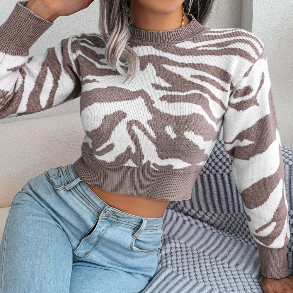 Maglione Zebrato Cropped | Moda Italiana | Stile Unico