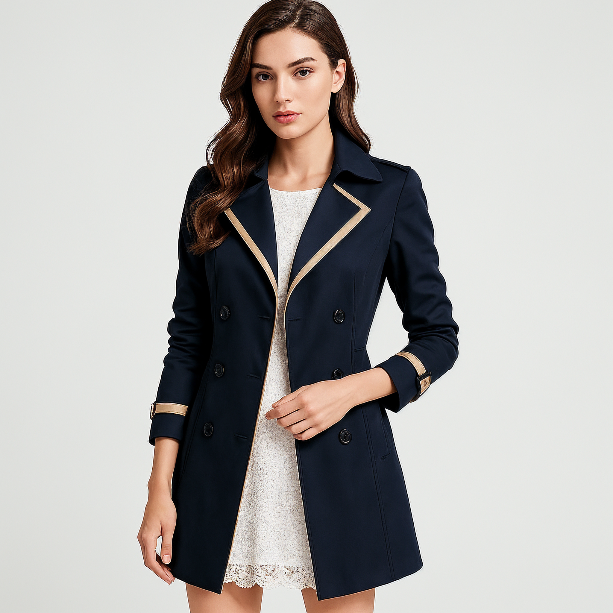 Trench Bicolore Doppiopetto | Elegante & Versatile | Stile Sofisticato