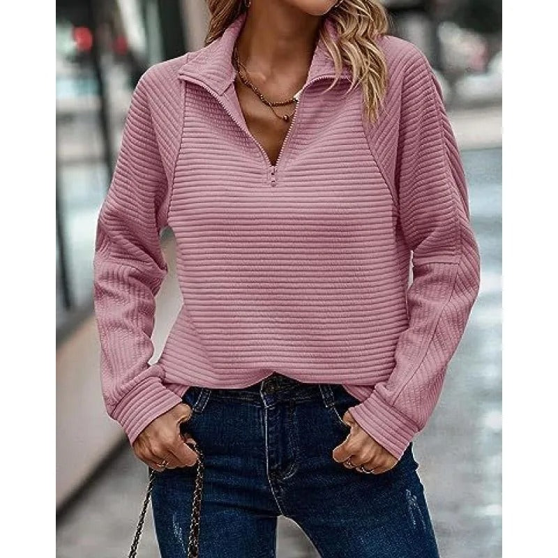 Felpa donna a costine con zip