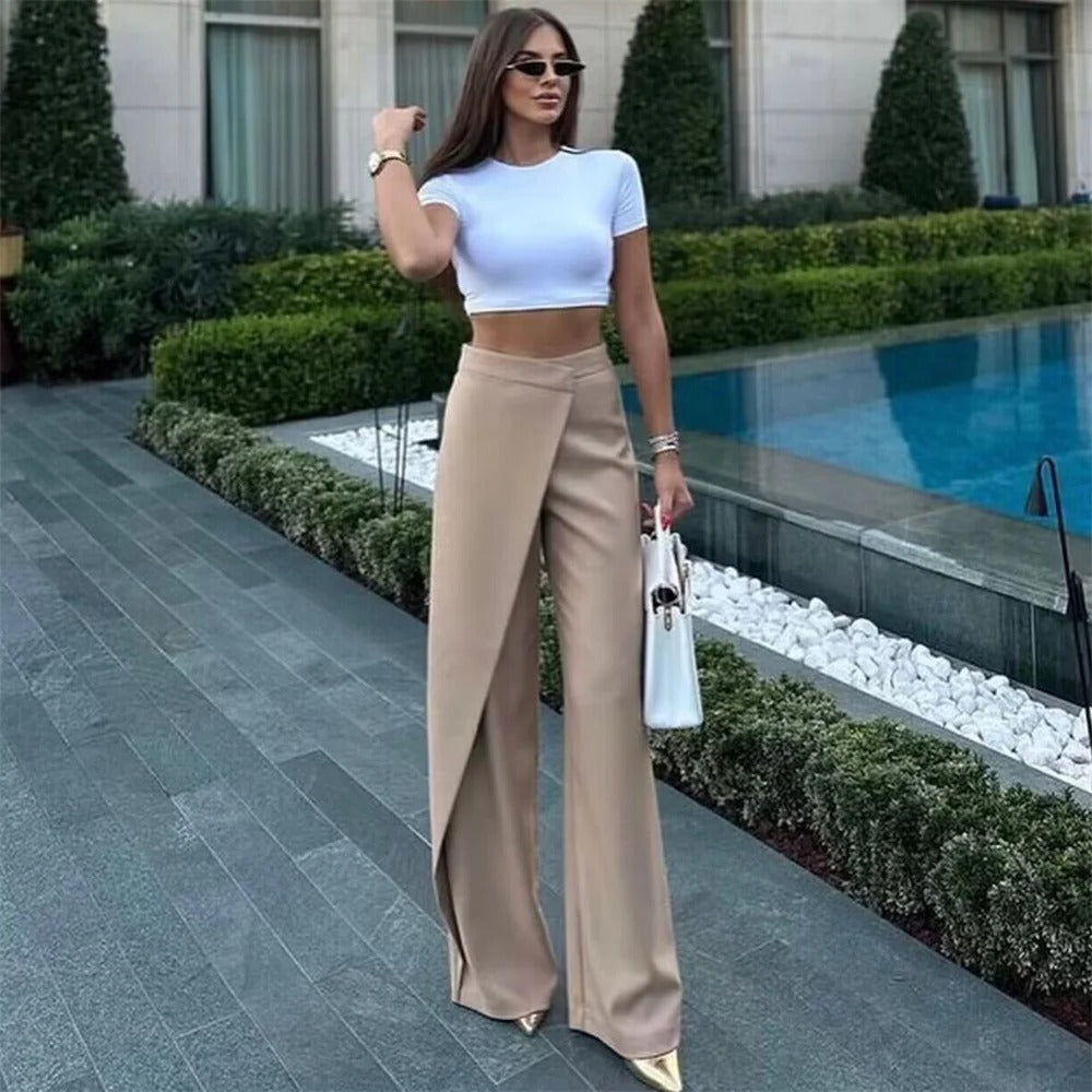 Pantaloni Palazzo con Portafoglio | Vita Alta | Stile Elegante e Chic