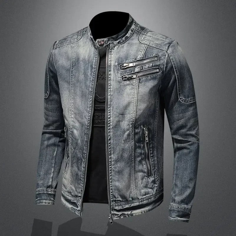 Giacca Denim Zip Biker