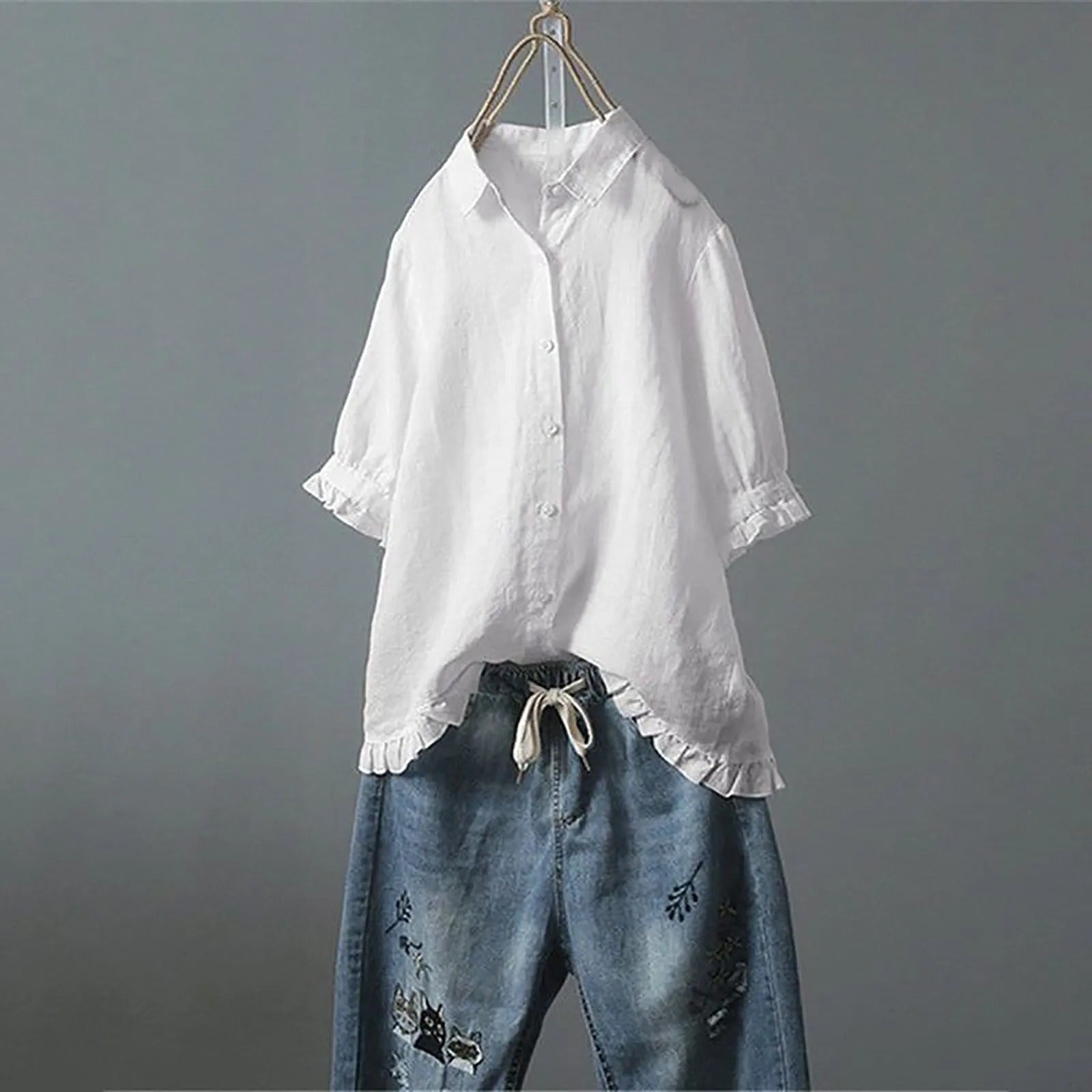 Camicia in Cotone con Volant